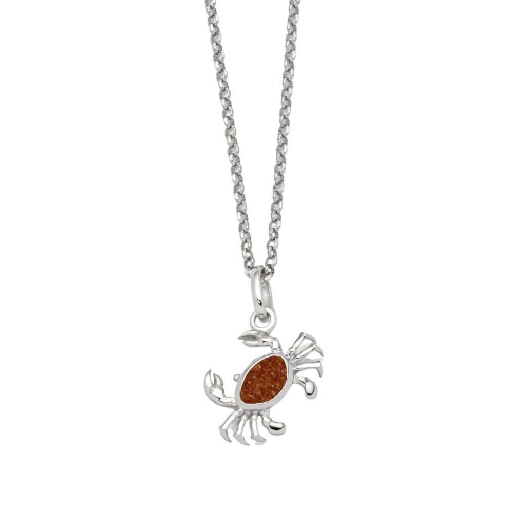 DUR Schmuck Kette KRABBE Bernsteinsand, Silber 925/- rhodiniert, 45cm (K2799)