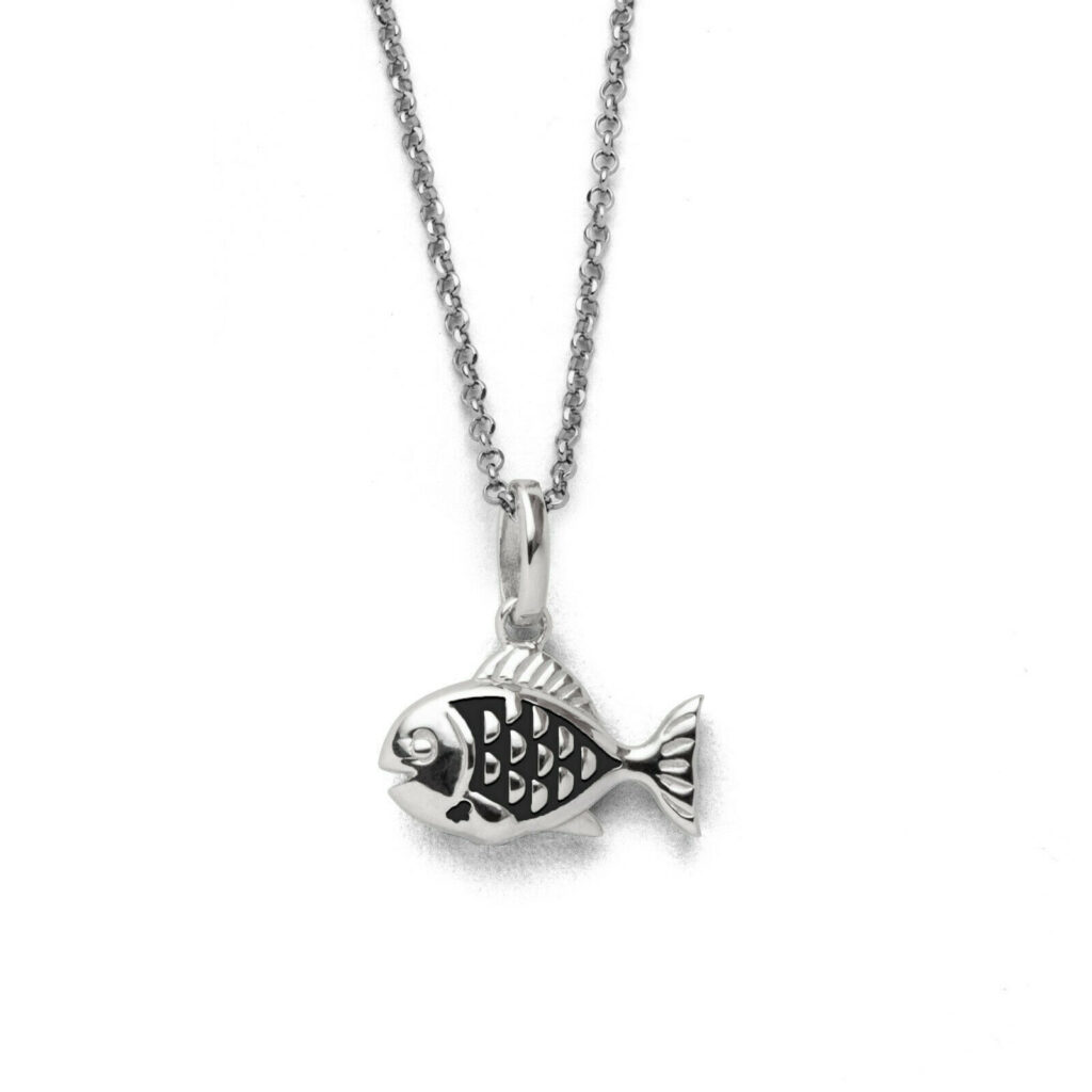 DUR Schmuck Kette FISCH 2.0 Silber 925/- dunkel rhodiniert 42cm (K2995)