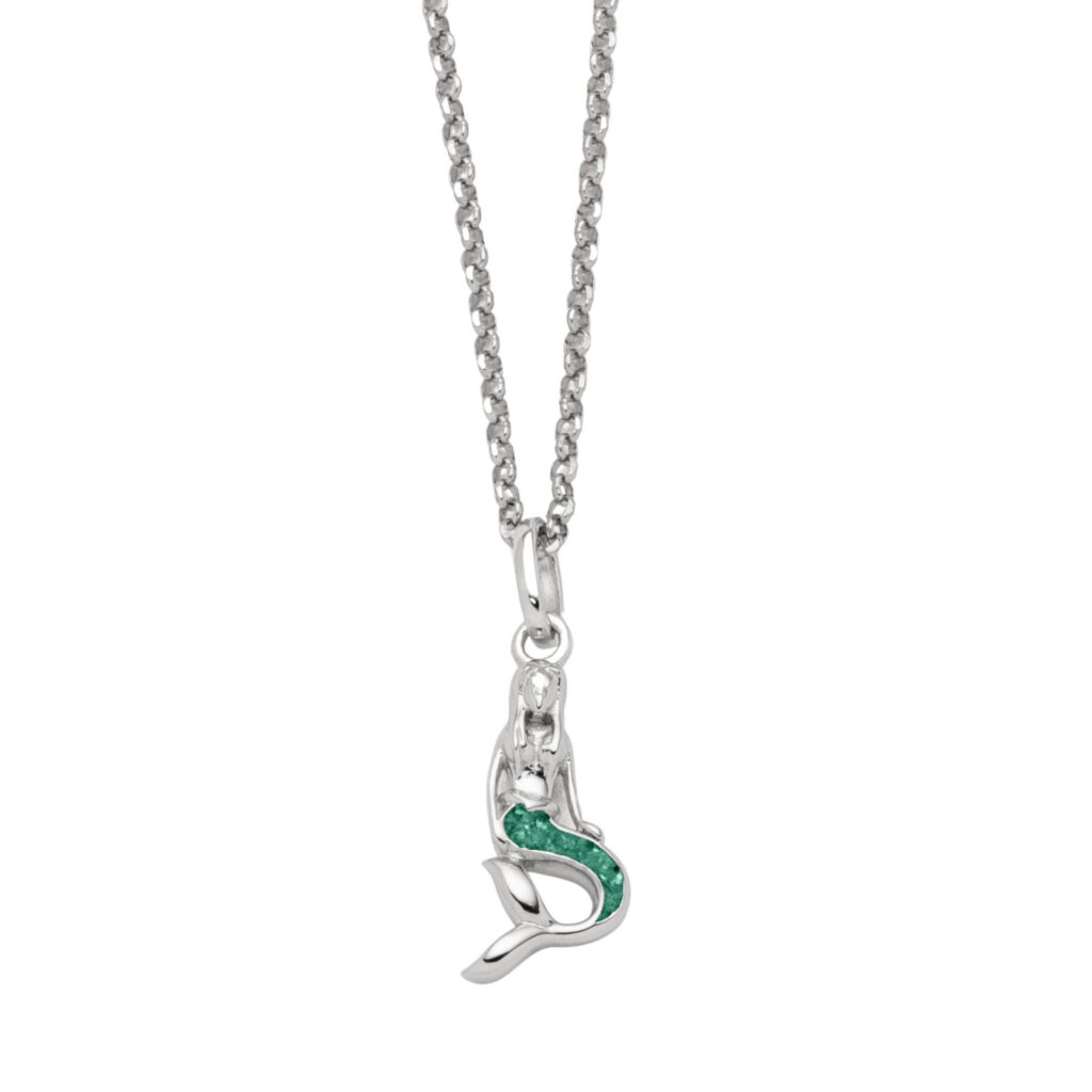 DUR Schmuck Kette MEERJUNGFRAU Steinsand grün, Silber 925/- rhod. 42cm (K2777)