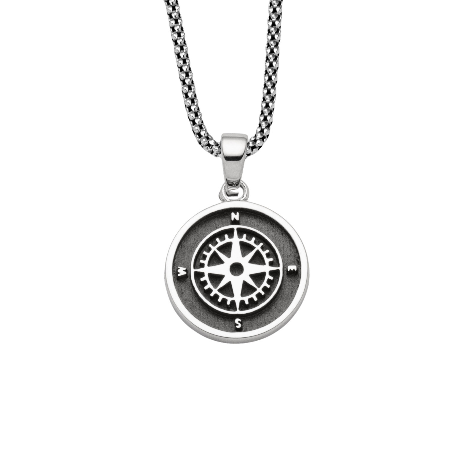 DUR Schmuck Anhänger KOMPASSROSE 2.0 dunkel, Silber 925/- rhodiniert (P4052) – Bild 1