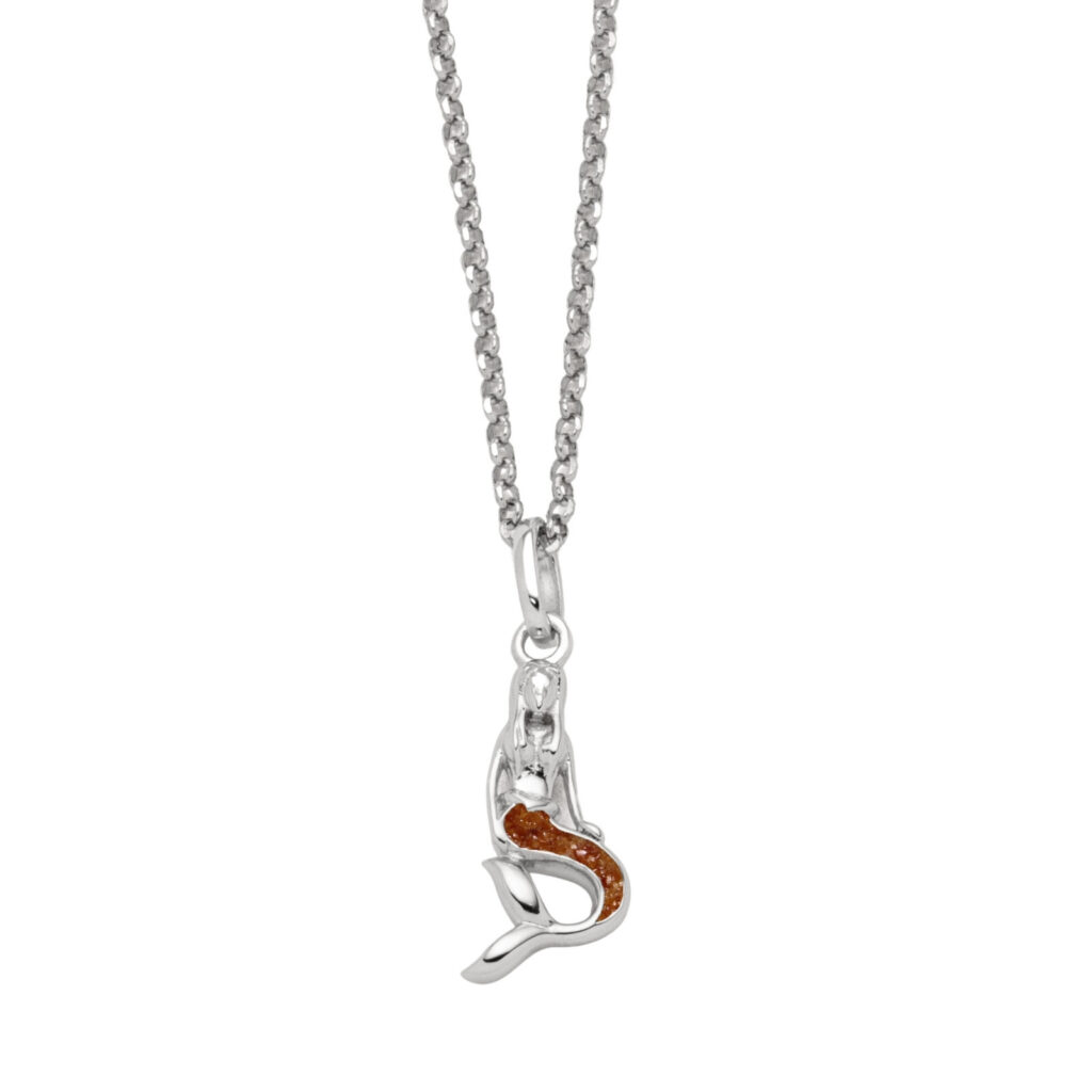 DUR Schmuck Kette MEERJUNGFRAU Bernstein, Silber 925/- rhodiniert 42cm (K2776)