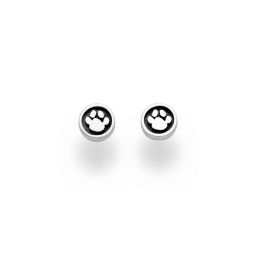 DUR Schmuck Ohrstecker LUCKY DOG Pfote Lavasand Silber 925/- rhodiniert (O5173)