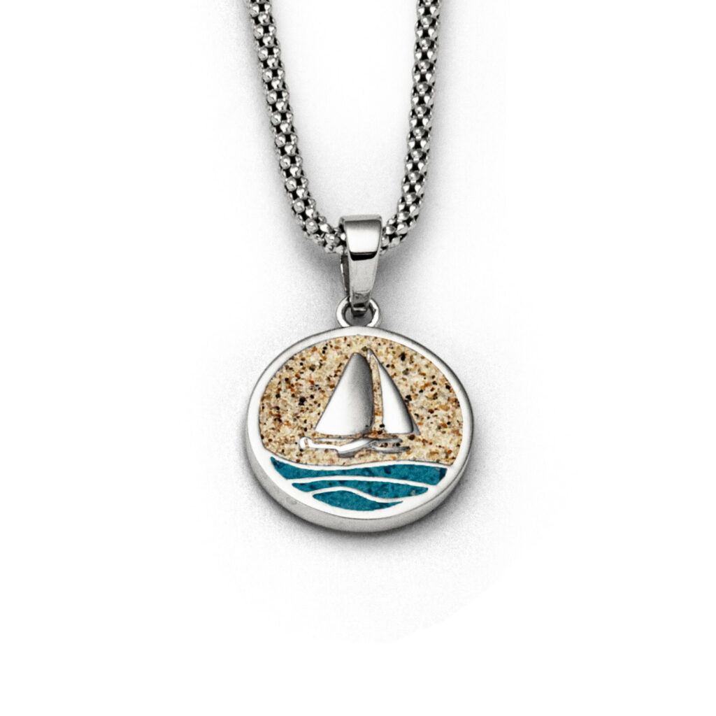 DUR Schmuck Anhänger AHOI Strandsand/Steinsand blau, Silber 925/- rhod. P3847