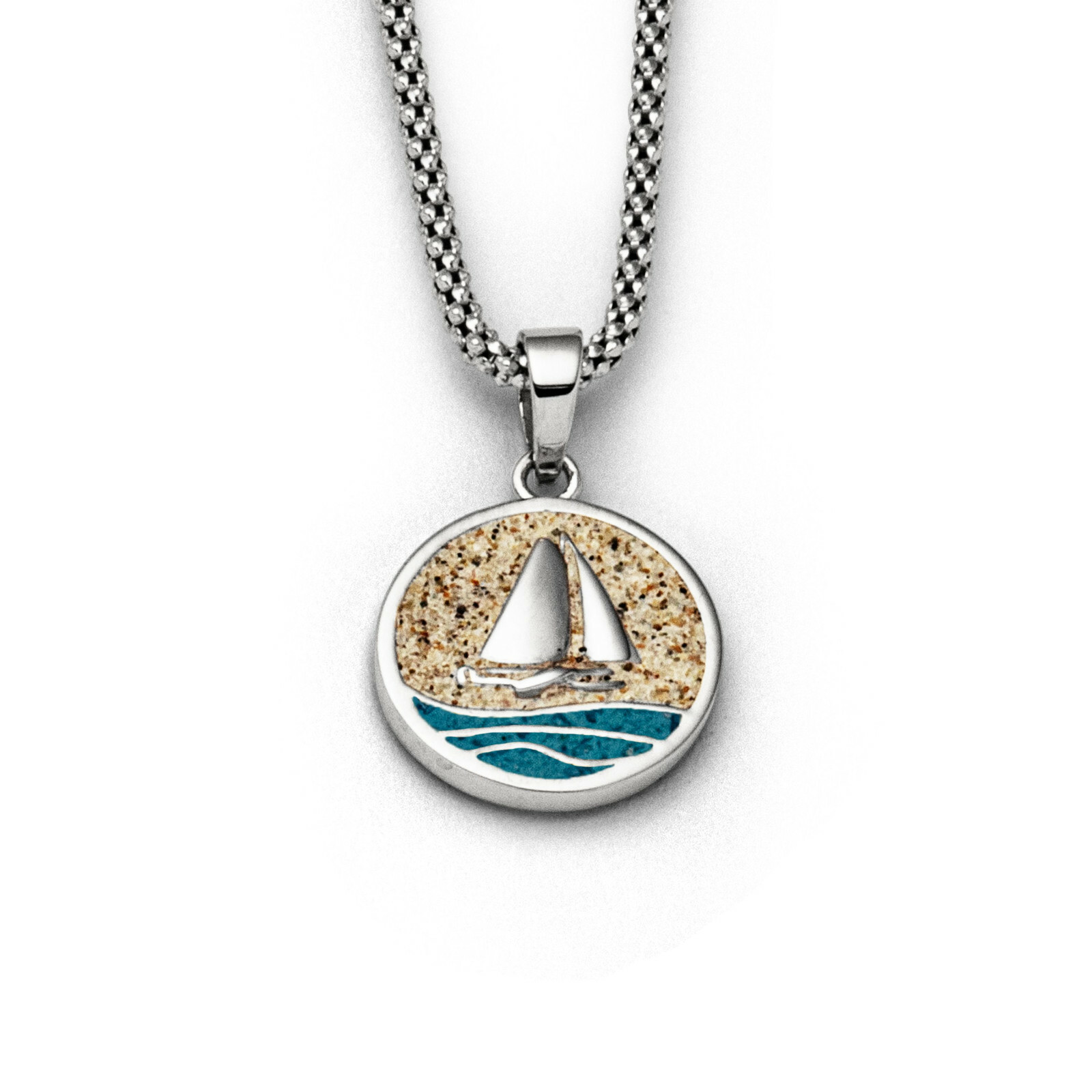 DUR Schmuck Anhänger AHOI Strandsand/Steinsand blau, Silber 925/- rhod. P3847 – Bild 1