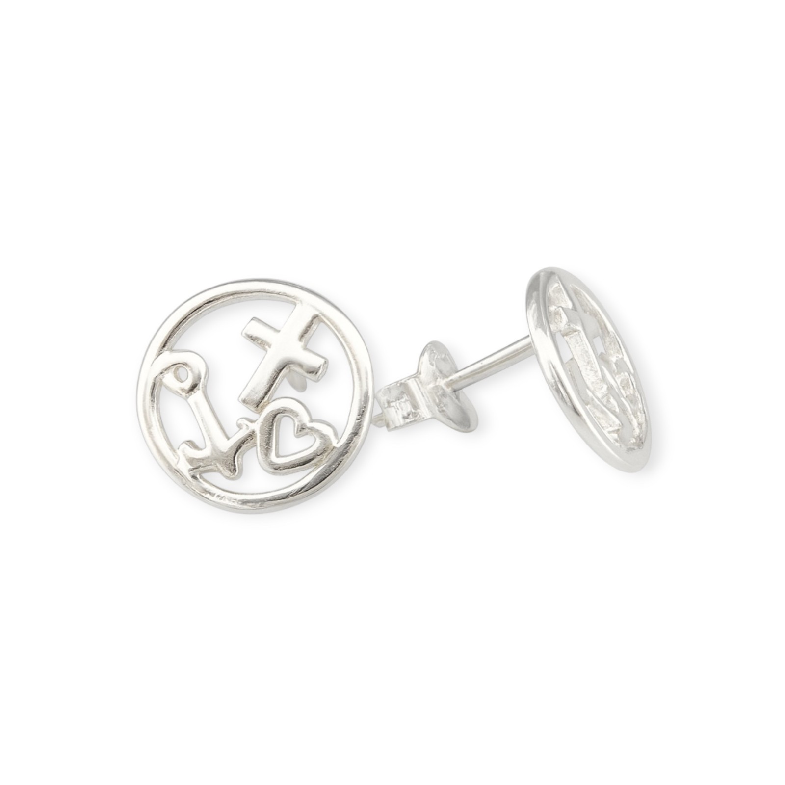 Maritimer Ohrstecker Glaube, Liebe, Hoffnung Silber 925/- 10 mm (EP2393) – Bild 1