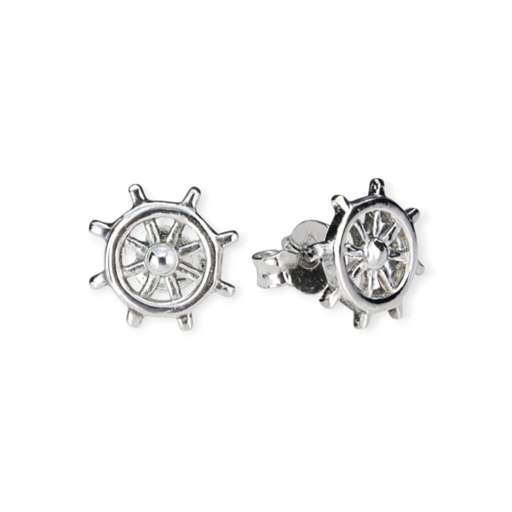 Maritimer Ohrstecker Steuerrad Silber 925/- 9 mm – (EP2073)