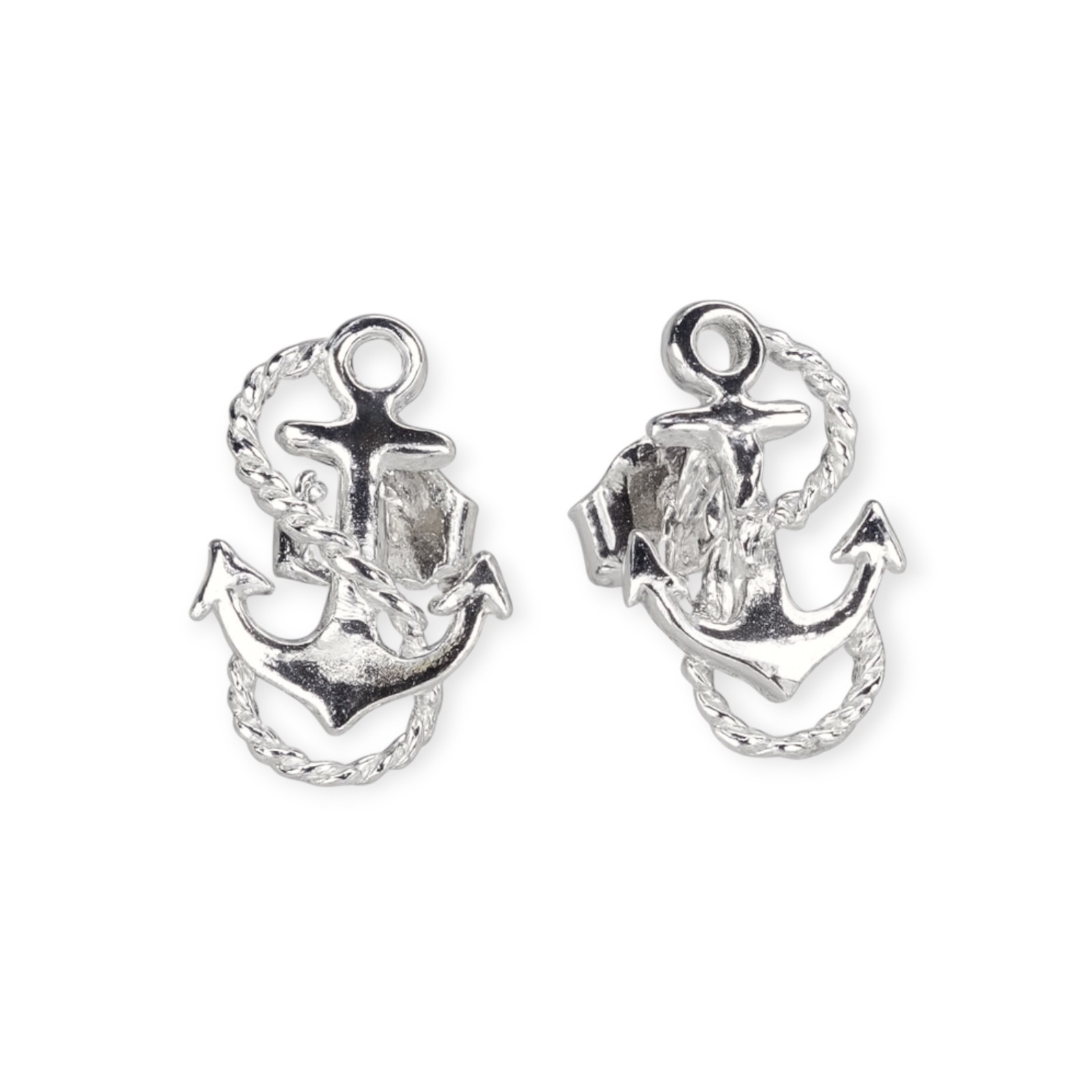 Maritimer Ohrstecker Anker mit Tau, Silber 925/- 12 mm – EP2005 – Bild 1