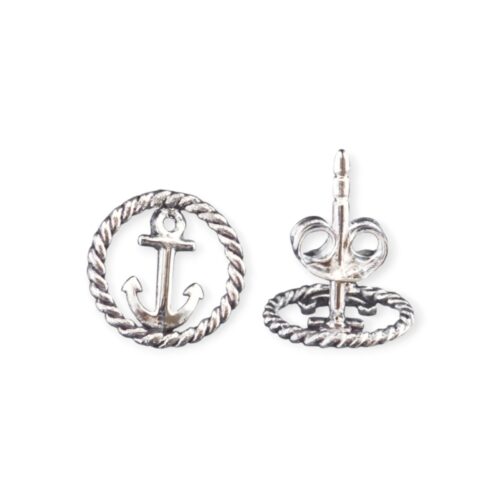 Maritimer Ohrstecker Anker Silber 925/- leicht oxidiert, 10mm – EP1873