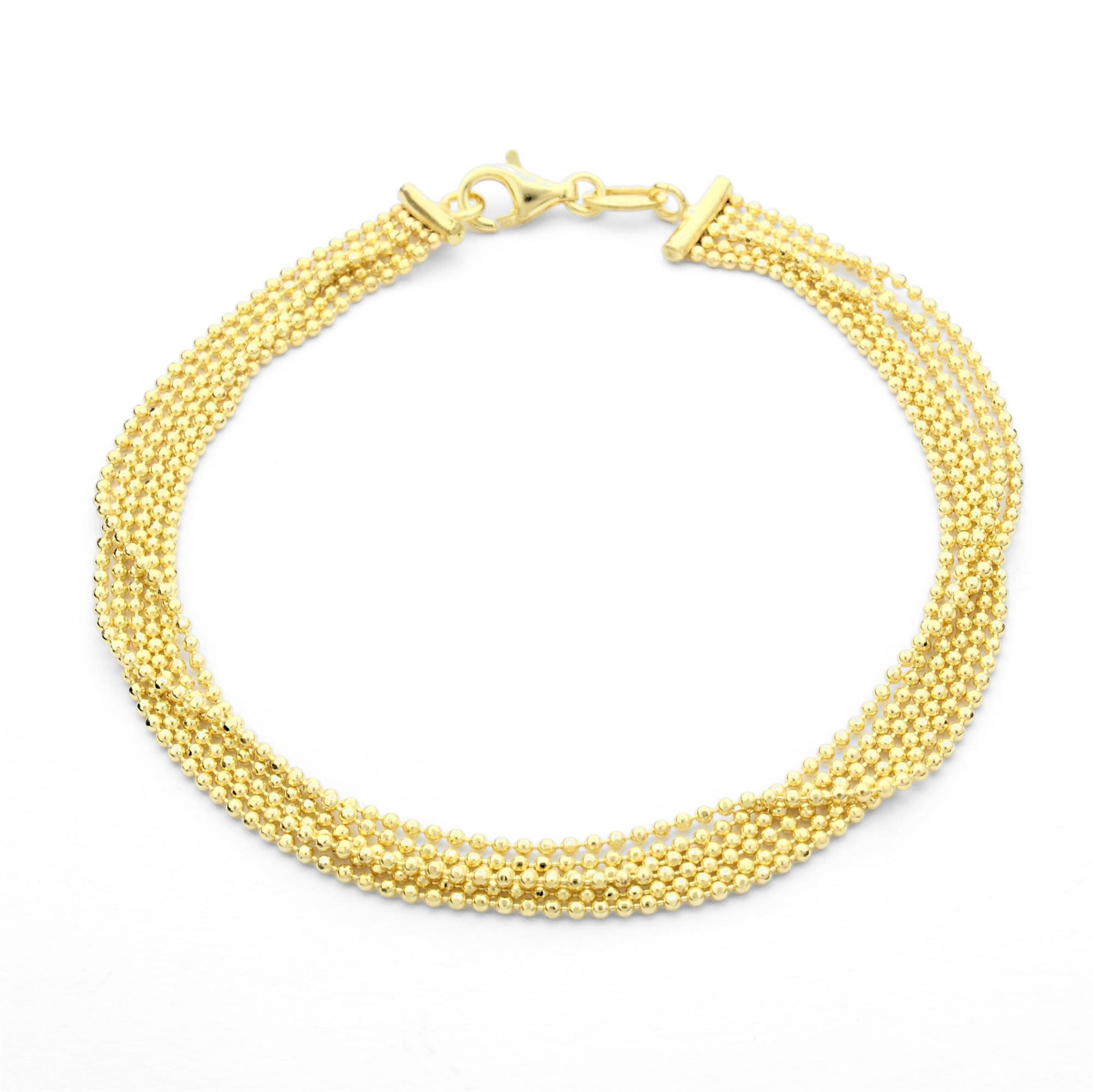 Dur Schmuck Kugelarmband 6-reihig Silber 925/- vergoldet 19cm (A1411) – Bild 1