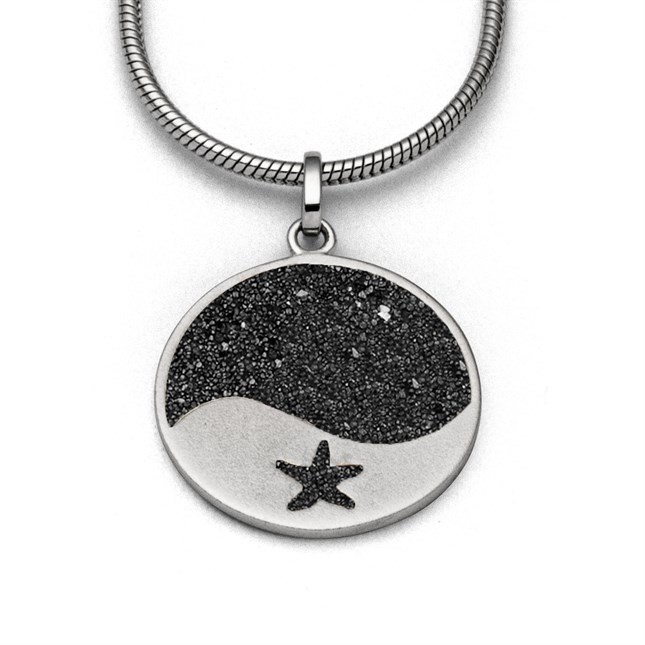 DUR Schmuck Anhänger Welle Seestern Lavasand, Silber 925/- (P3658) – Bild 1