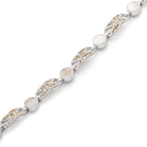 DUR Armband ELEGANZA Strandsand/Perlmutt Silber 925/- poliert 18cm + 3cm (A1747)