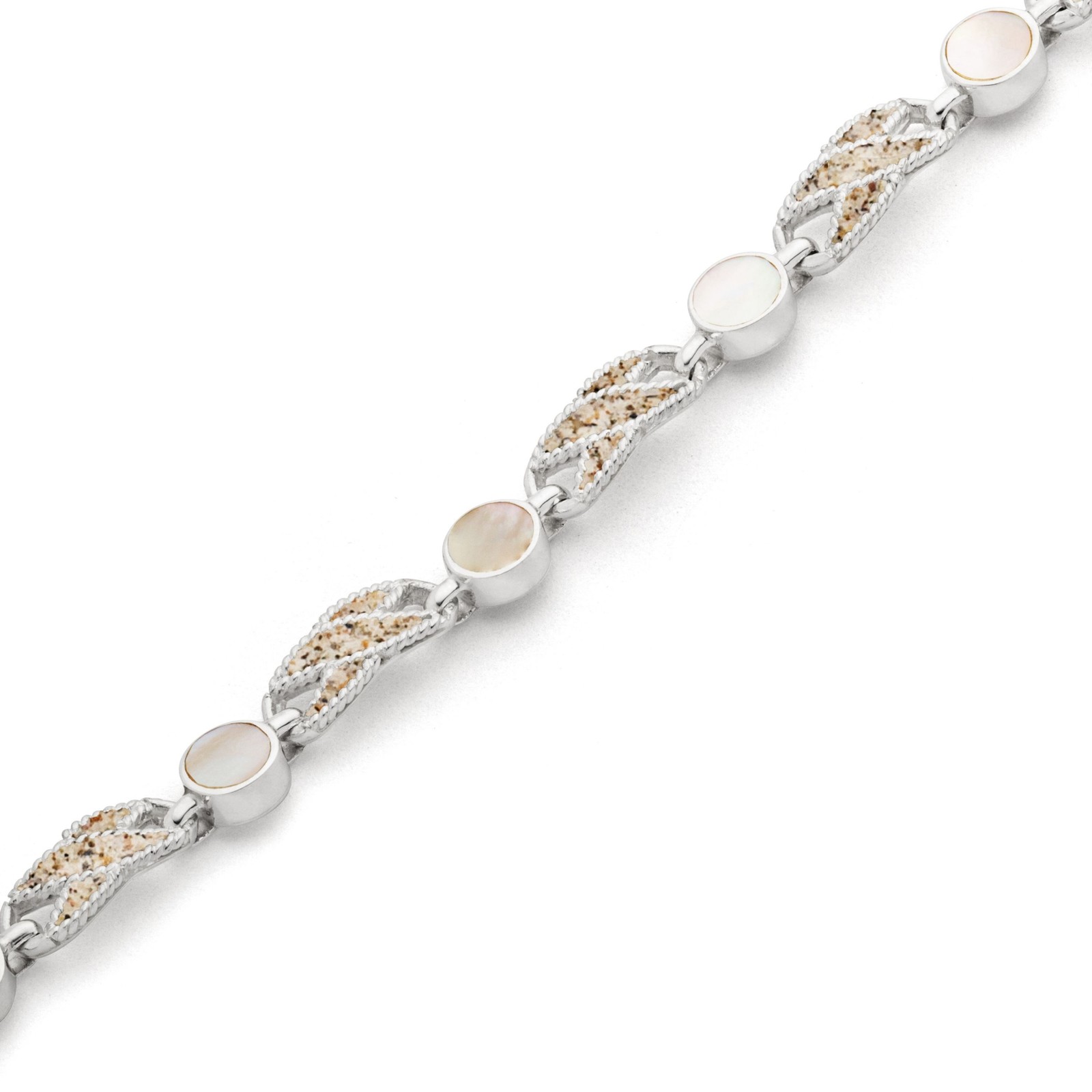 DUR Armband ELEGANZA Strandsand/Perlmutt Silber 925/- poliert 18cm + 3cm (A1747) – Bild 1