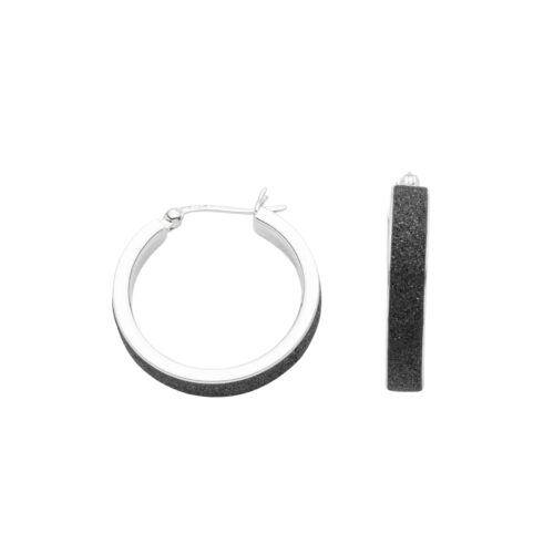 DUR Schmuck Creole Lavasand Rund 25,5mm Silber 925/- rhodiniert (O5547)
