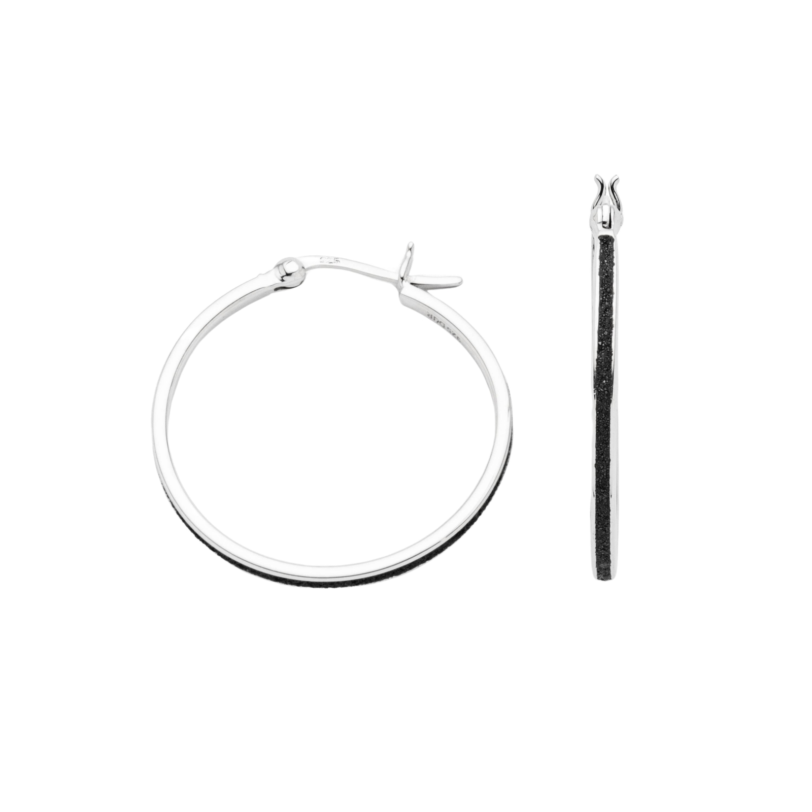 DUR Schmuck Creole Lavasand Rund 30mm, Silber 925/- rhodiniert (O5541) – Bild 1