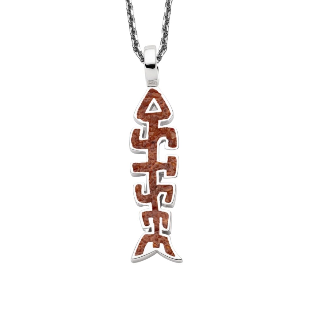 DUR Schmuck Anhänger Fischgräte OSTSEE Bernstein, Silber 925/- (P4440)