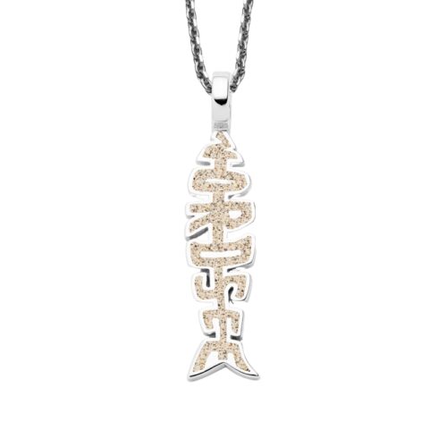 DUR Schmuck Anhänger Fischgräte NORDSEE Strandsand, Silber 925/- (P4442)