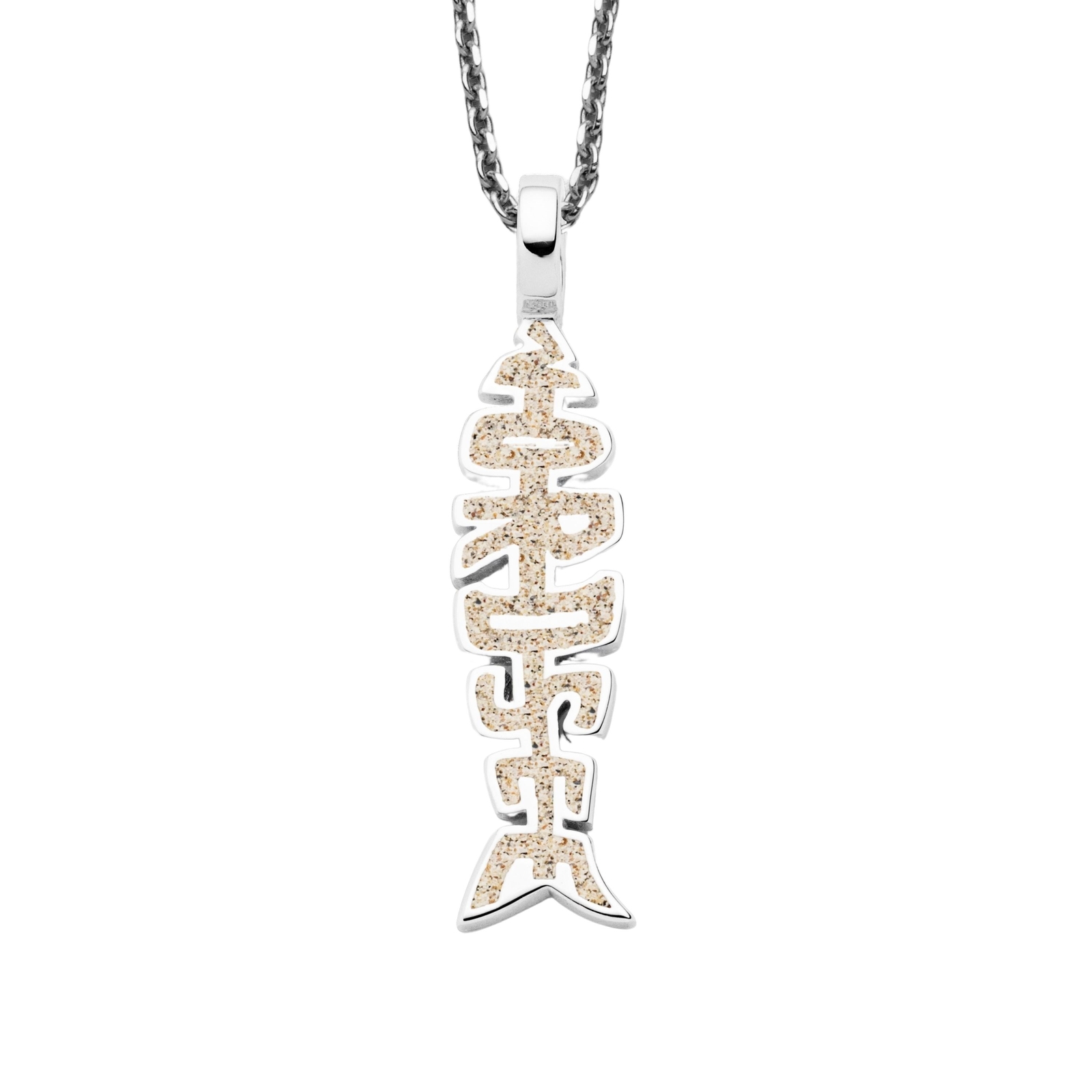 DUR Schmuck Anhänger Fischgräte NORDSEE Strandsand, Silber 925/- (P4442) – Bild 1