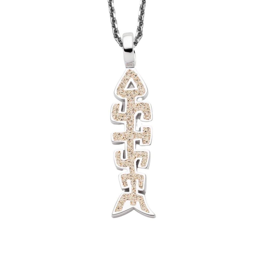 DUR Schmuck Anhänger Fischgräte OSTSEE Strandsand, Silber 925/- (P4437)