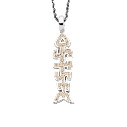 DUR Schmuck Anhänger Fischgräte OSTSEE Strandsand, Silber 925/- (P4437)