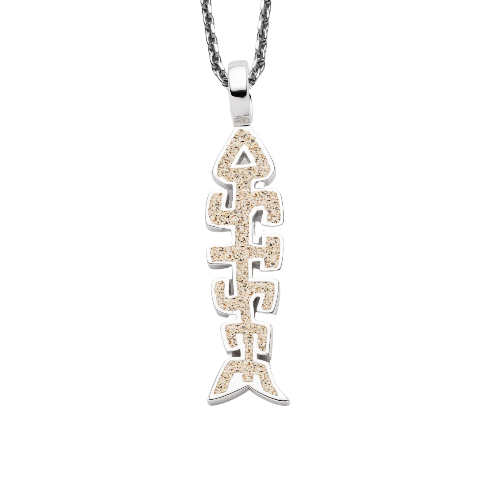 DUR Schmuck Anhänger Fischgräte OSTSEE Strandsand, Silber 925/- (P4437) – Bild 1