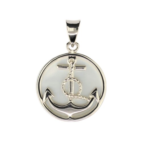 Maritimer Anhänger Anker & Perlmutt, Silber 925/- 20mm (PS1402)
