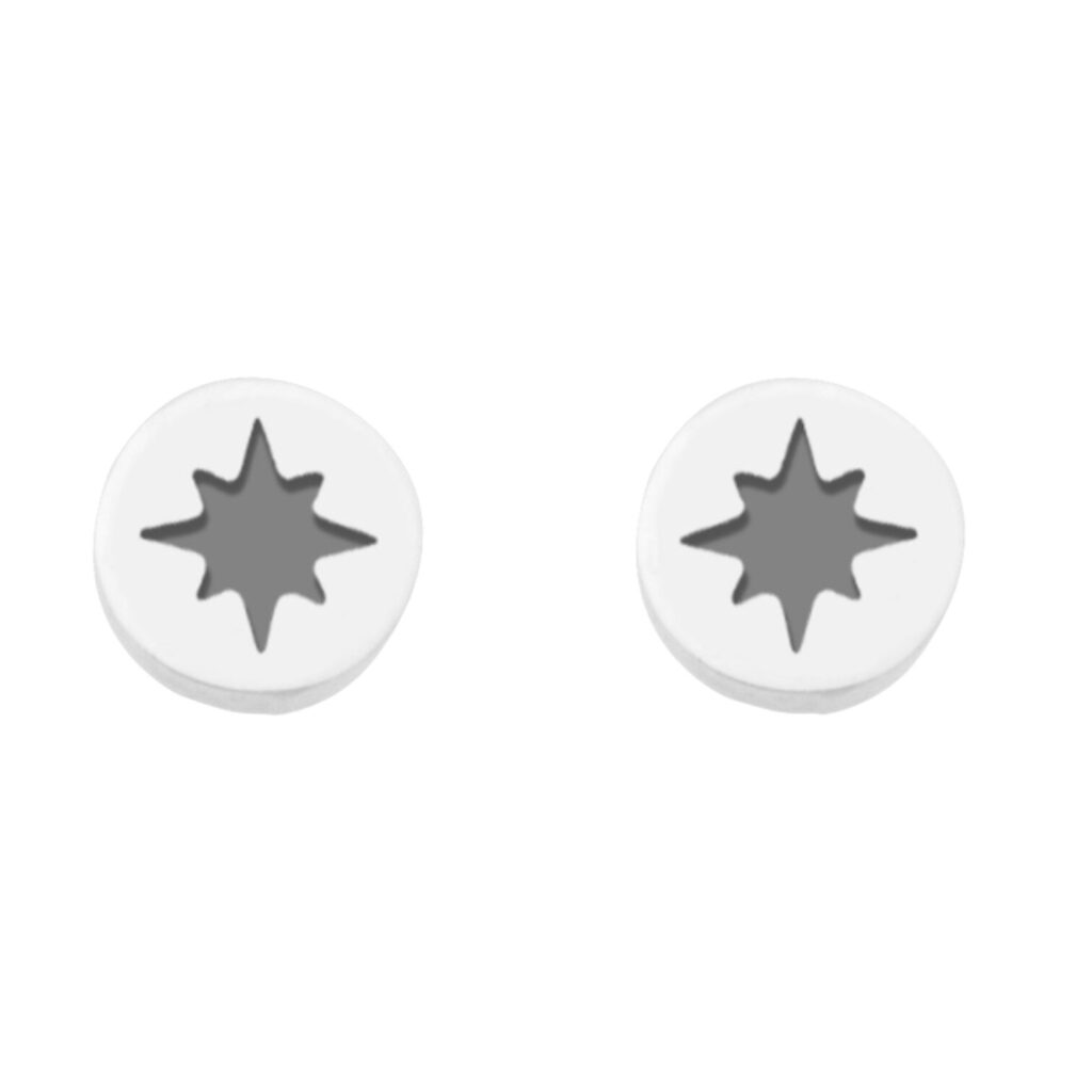 Dur Schmuck Ohrstecker KOMPASS 2.0 Silber 925/- oxidiert (O5684)
