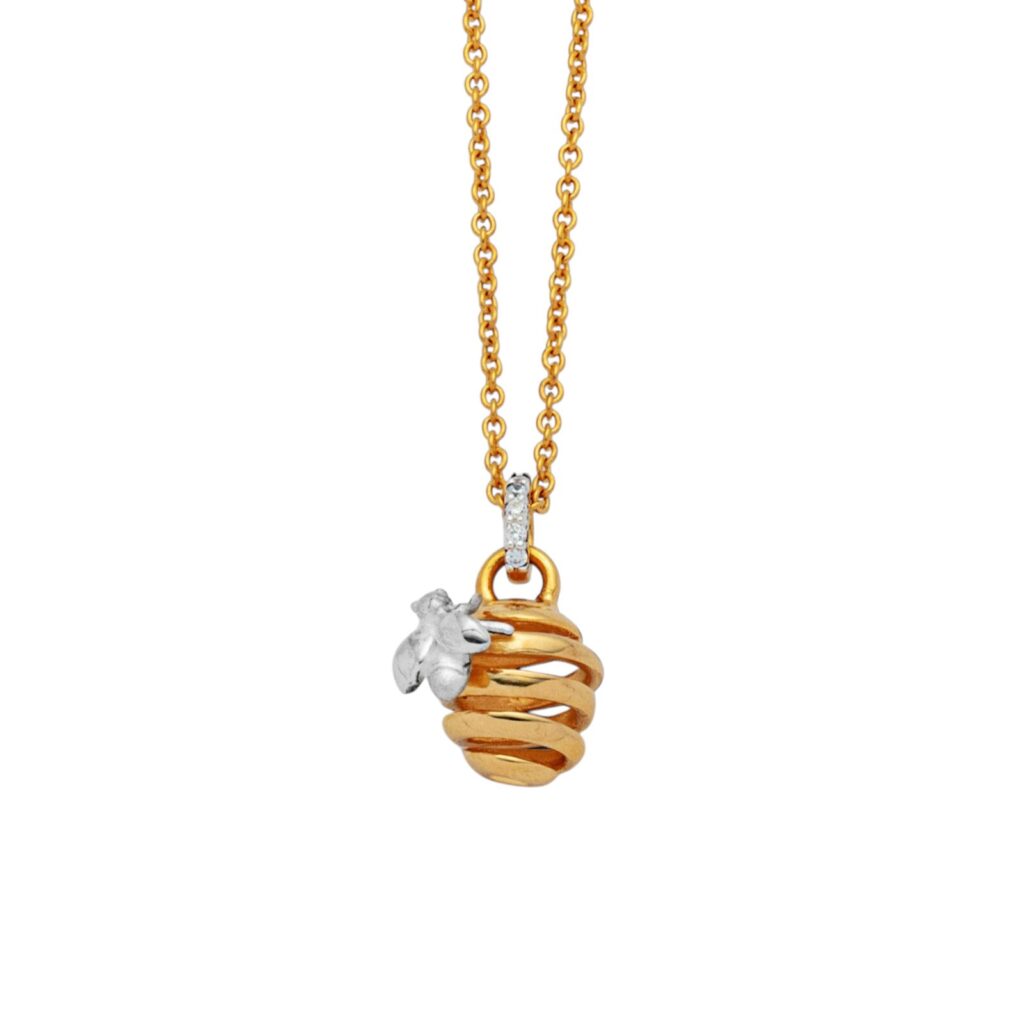 DUR Schmuck Kette BIENE - Silber 925/- poliert - vergoldet - 45cm (K2548)