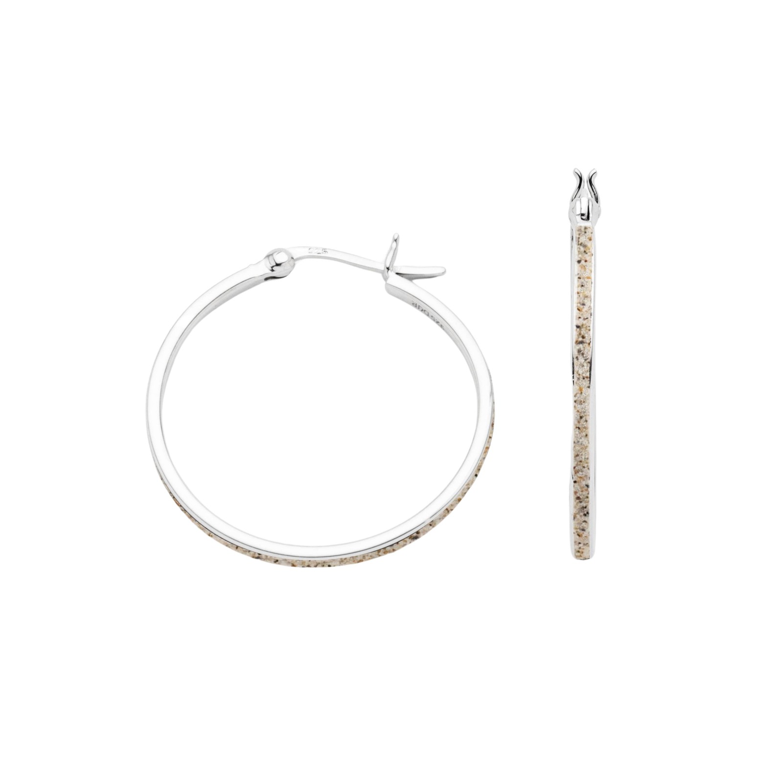 DUR Schmuck Creole Strandsand Rund 30mm, Silber 925/- rhodiniert (O5540) – Bild 1