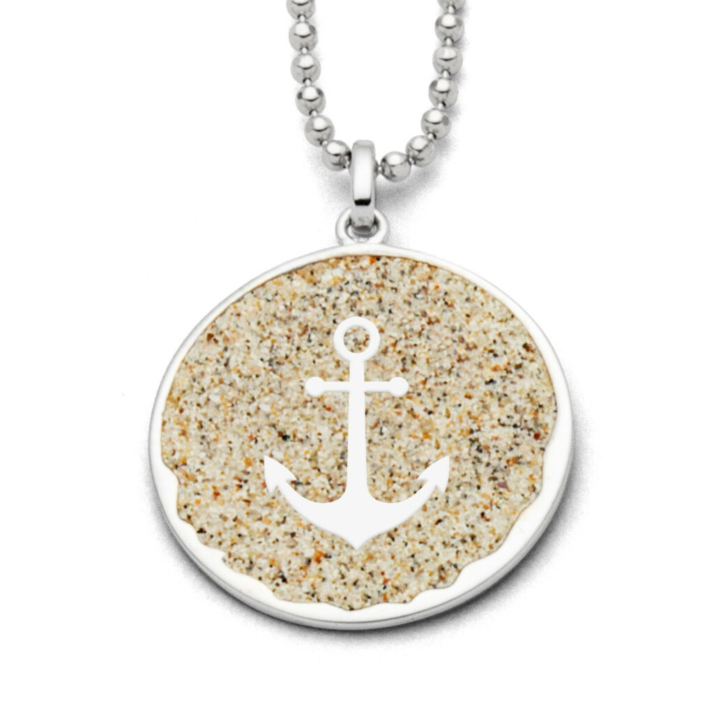 DUR Schmuck Unisex Anhänger HOFFNUNG 2.0 Strandsand, Silber 925/- rhod. (P3995)