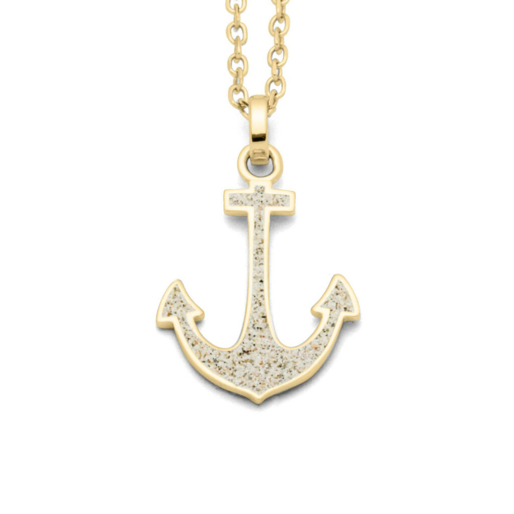 DUR Schmuck Anhänger SAND ANKER Strandsand, Silber 925/- vergoldet (P3781)