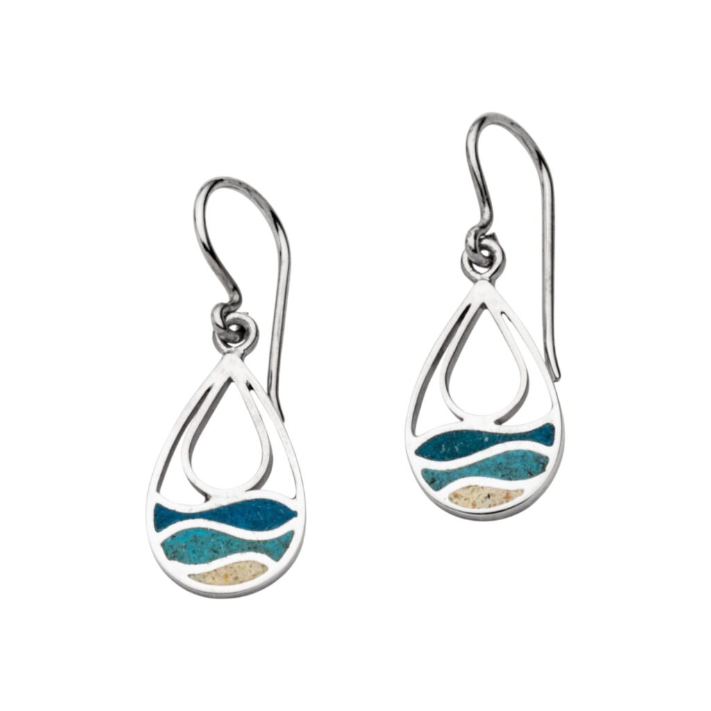 DUR Ohrring STRANDWELLEN DROP bl. Steinsand Strandsand, Silber 925/- rhod. O5731