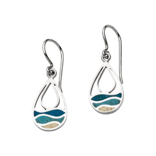 DUR Ohrring STRANDWELLEN DROP bl. Steinsand Strandsand, Silber 925/- rhod. O5731