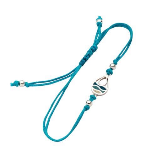 Dur Cotton Armband STRANDWELLEN DROP Strandsand,Steinsand bl. Silber 925/- A1963