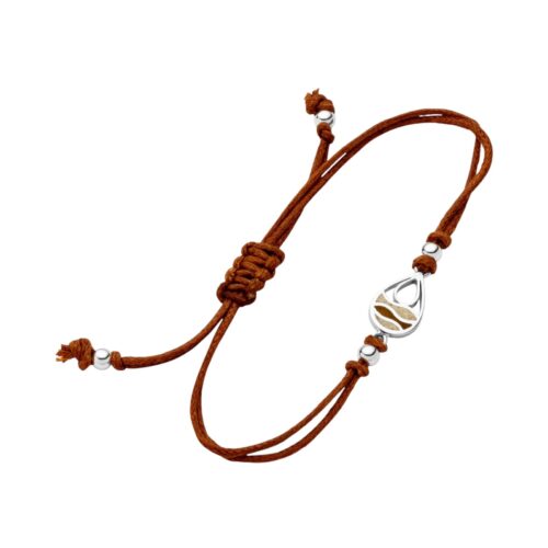 Dur Cotton Armband STRANDWELLEN DROP Strandsand / Bernstein, Silber 925/- A1967