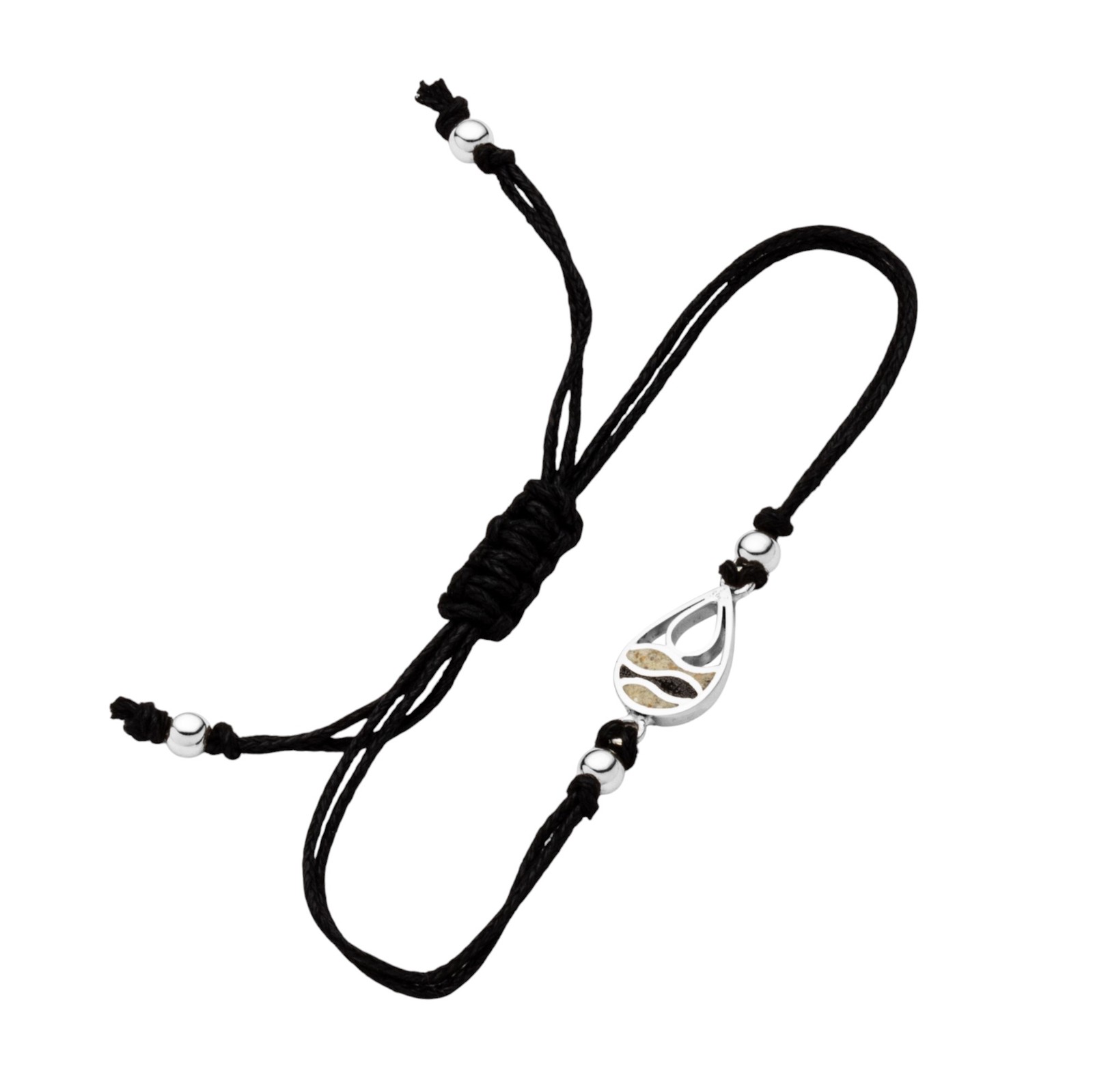 Dur Cotton Armband STRANDWELLEN DROP Strandsand,Lavasand, Silber 925/- 17cm, verlängerbar (A1966) – Bild 1