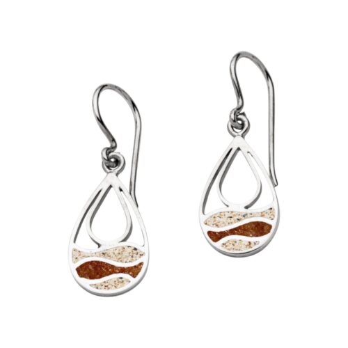 DUR Ohrring STRANDWELLEN DROP Strandsand / Bernstein, Silber 925/- rhod (O5735)