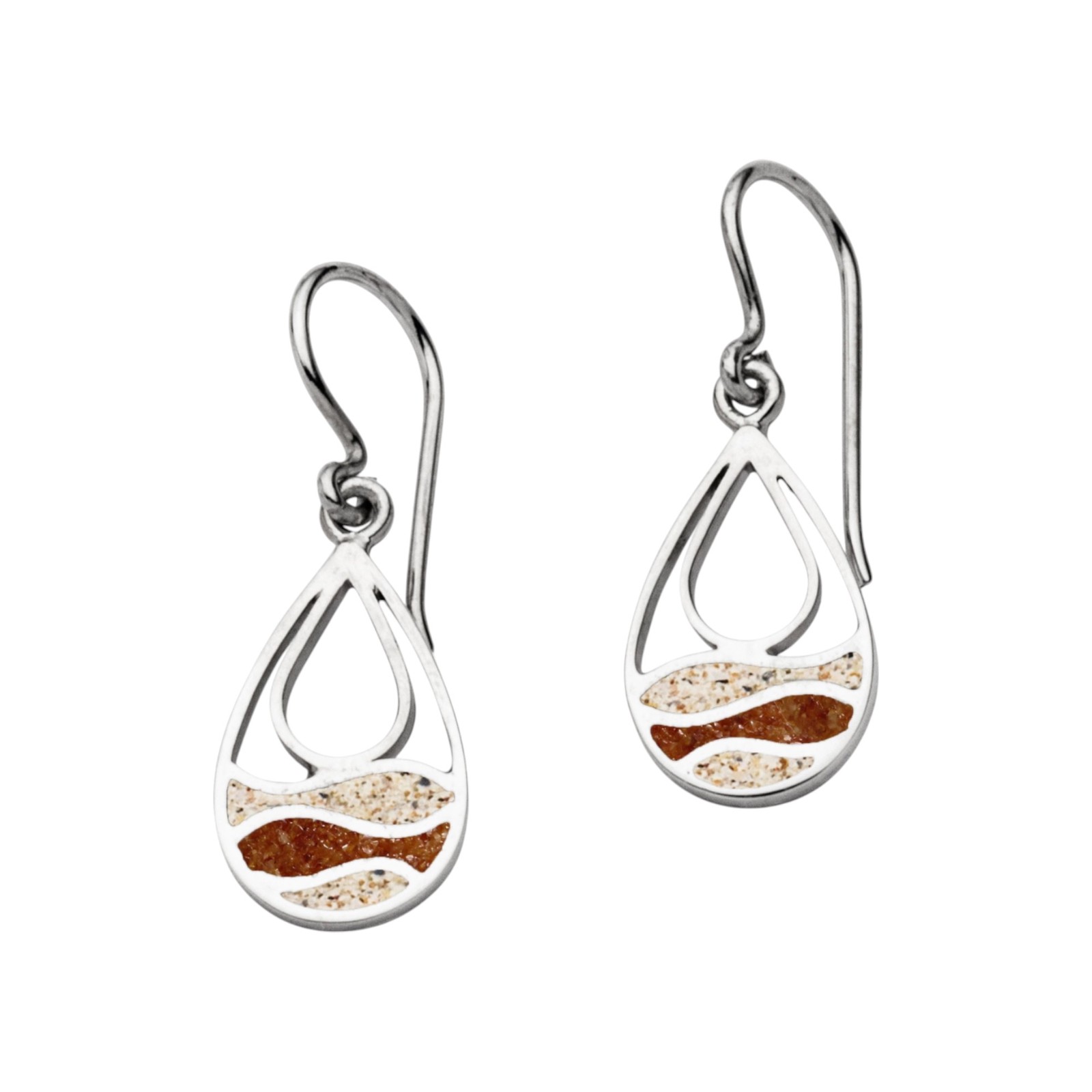 DUR Ohrring STRANDWELLEN DROP Strandsand / Bernstein, Silber 925/- rhod (O5735) – Bild 1
