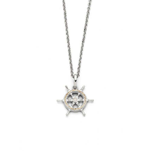 DUR Schmuck Damen Kette Steuerrad Strandsand Silber 925/- rhodiniert 42cm K2688