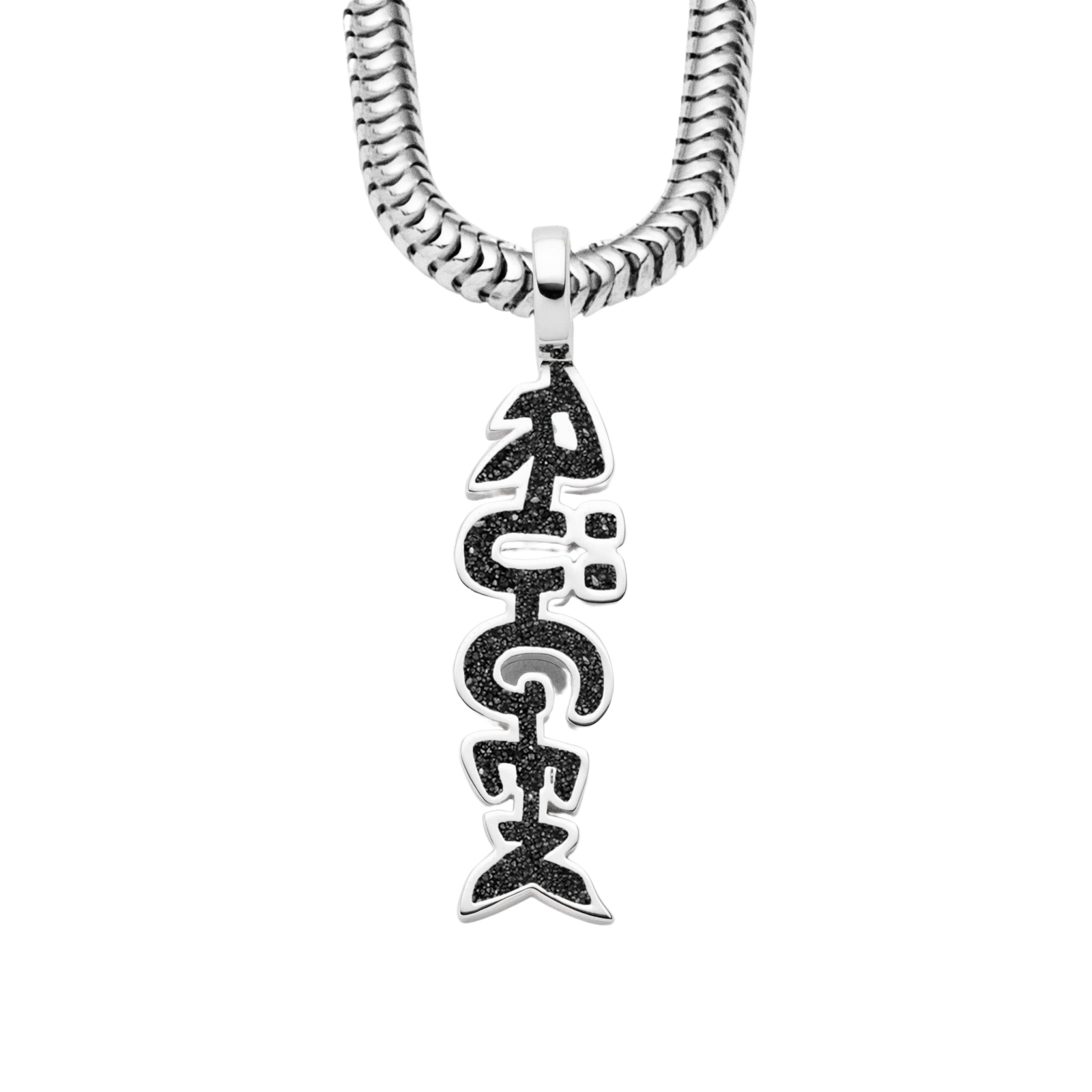 DUR Schmuck Anhänger Fischgräte RÜGEN Lavasand, Silber 925/- rhod. (P4407) – Bild 1