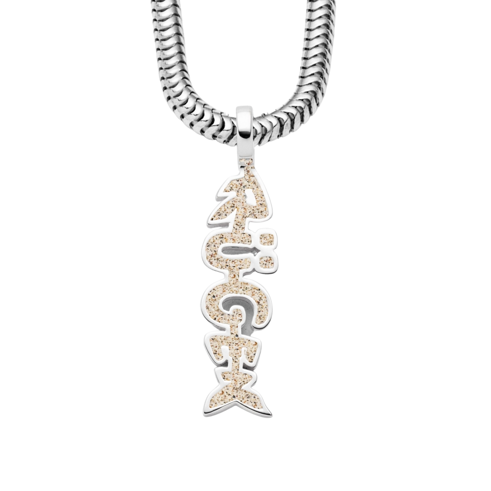 DUR Schmuck Anhänger Fischgräte RÜGEN Strandsand, Silber 925/- rhod. (P4405) – Bild 1