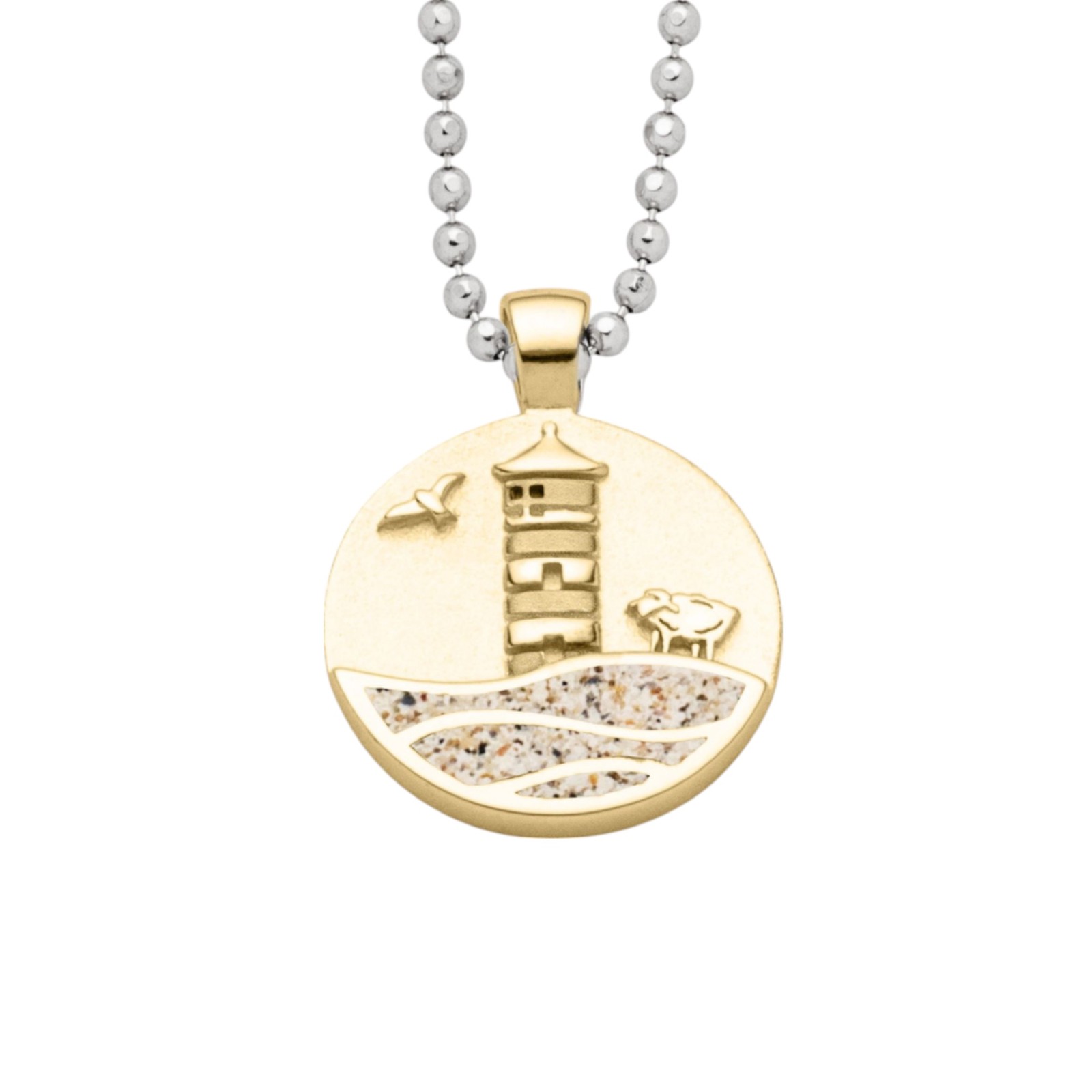 DUR Anhänger Strandwellen PILSUMER LEUCHTTURM Strandsand, Silber 925/-  P4923 – Bild 1