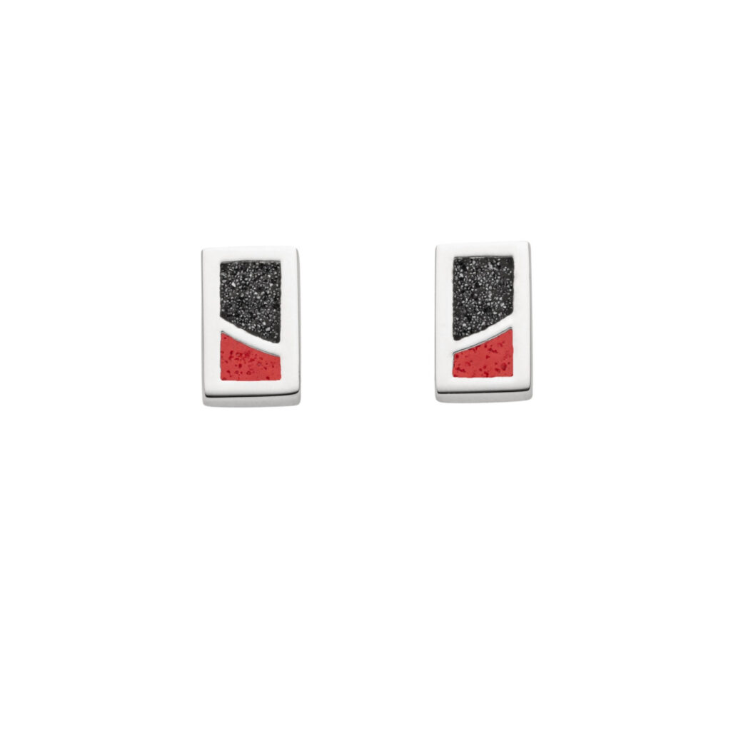 DUR Schmuck Ohrstecker DUETT Lavasand/Koralle, Silber 925/- rhod. (O5405)