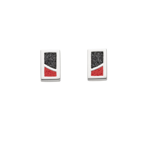 DUR Schmuck Ohrstecker DUETT Lavasand/Koralle, Silber 925/- rhod. (O5405)