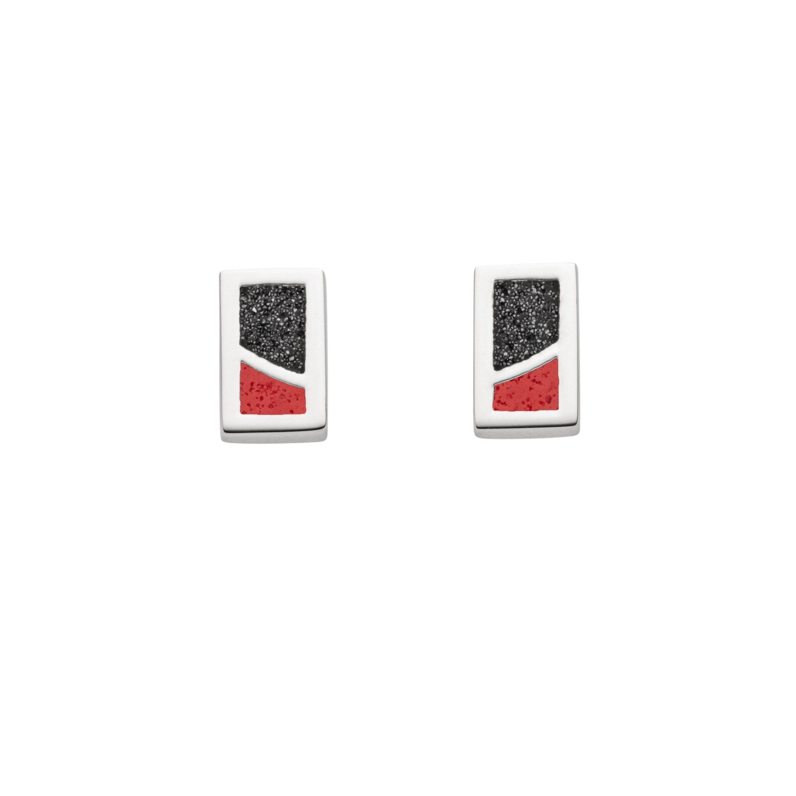 DUR Schmuck Ohrstecker DUETT Lavasand/Koralle, Silber 925/- rhod. (O5405) – Bild 1