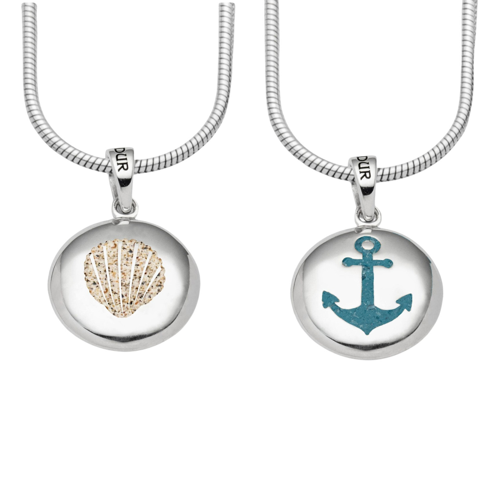 DUR  Anhänger ANKER/MUSCHEL Ellipse Strand-/Steinsand, Silber 925/-  rhod. P4136 – Bild 1