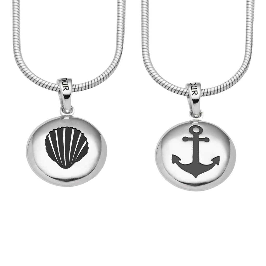 DUR Schmuck Anhänger ANKER/MUSCHEL Ellipse, dunkel, Silber 925/- rhod. (P4135)