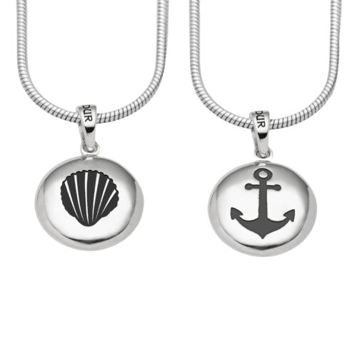 DUR Schmuck Anhänger ANKER/MUSCHEL Ellipse, dunkel, Silber 925/- rhod. (P4135)