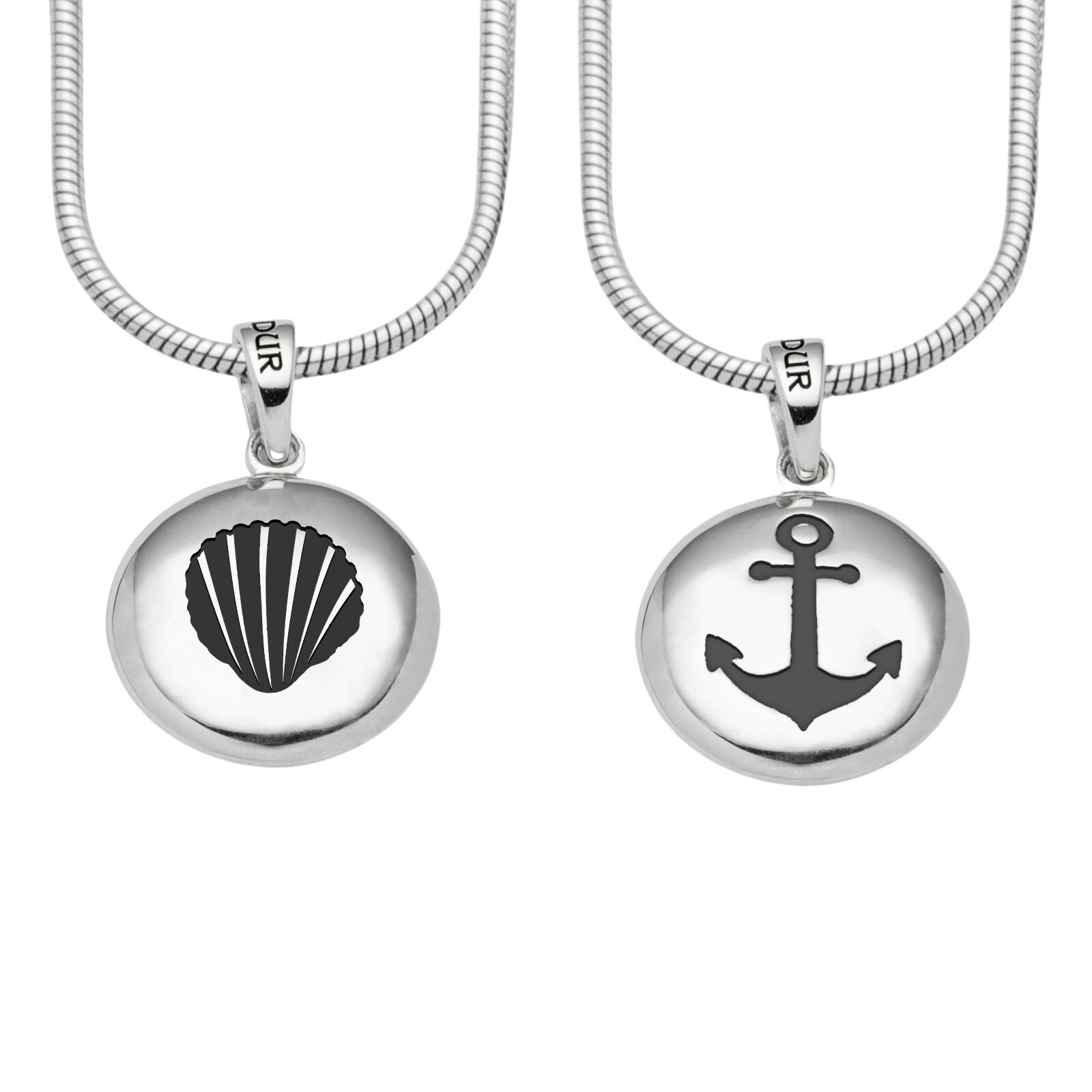 DUR Schmuck Anhänger ANKER/MUSCHEL Ellipse, dunkel, Silber 925/- rhod. (P4135) – Bild 1