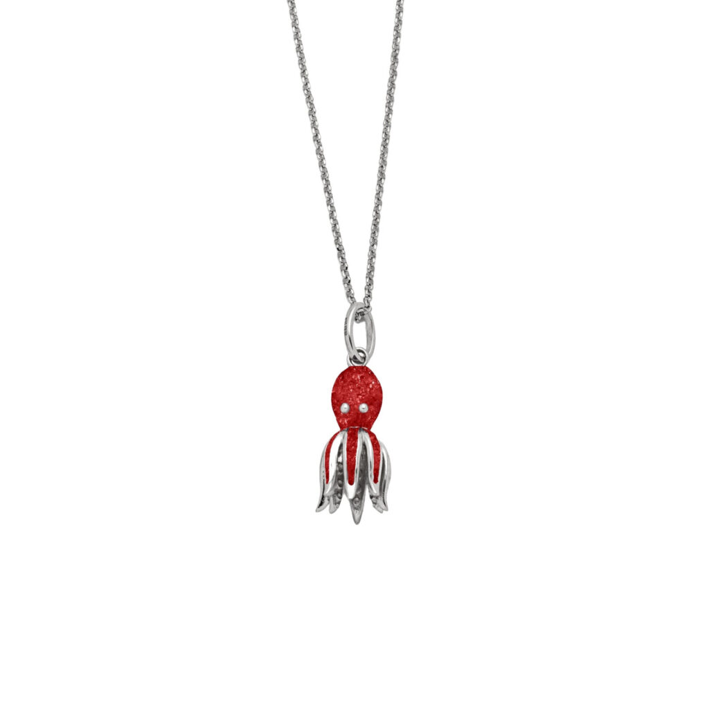 Dur Schmuck Anhänger OKTOPUS Koralle, Silber 925/- rhodiniert (P4187)