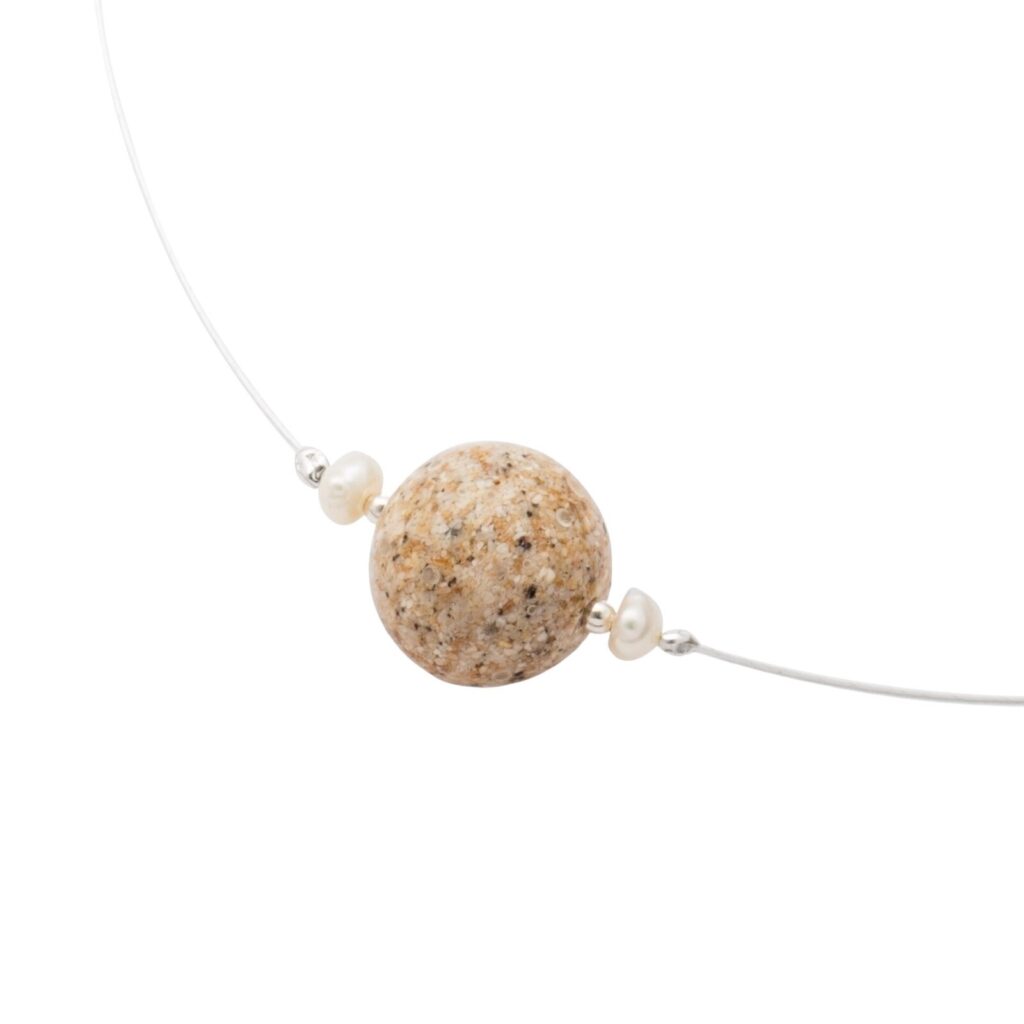 DUR Schmuck Kette Silber 925/- Strandsand Perle ca 42cm (K2275)
